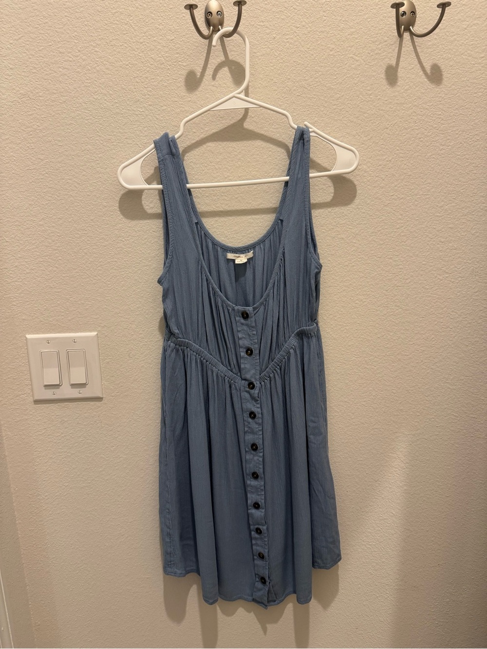 O'Neill Light Blue Button-Front Mini Dress